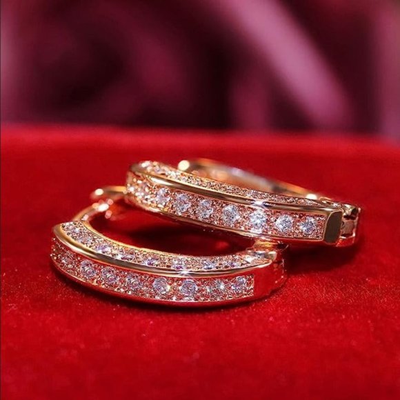 18K Pink Rose Gold NEW 2ct Diamond Womens Earrings Ladies Fine Formal Jewelry 18